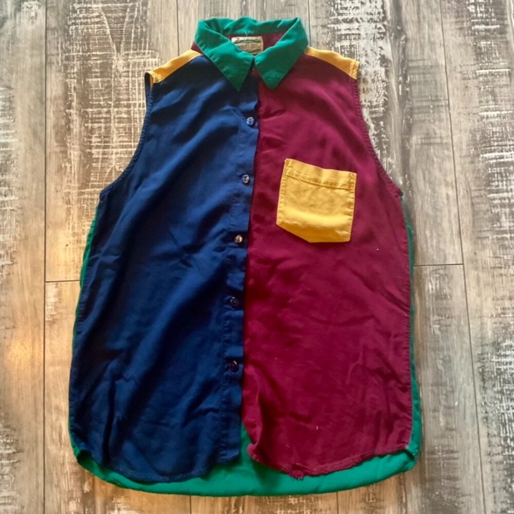 Women's Vintage Separate Issue Color Block Tank Top - Sz M